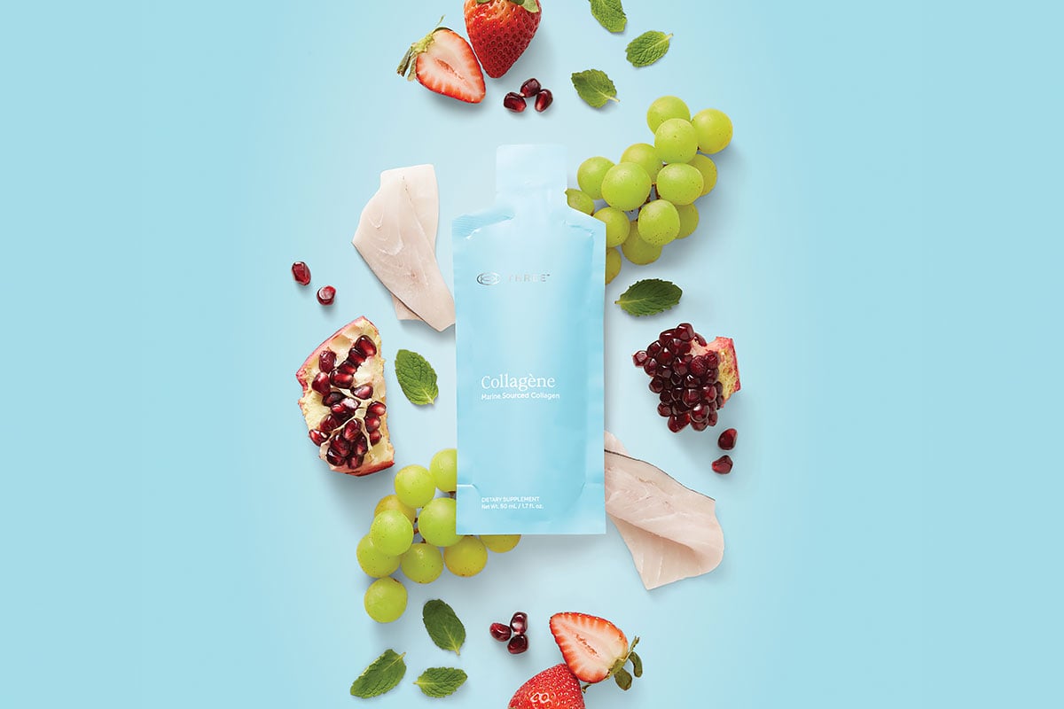 Collagène by THREE is a premium liquid and marine collagen supplement with antioxidants