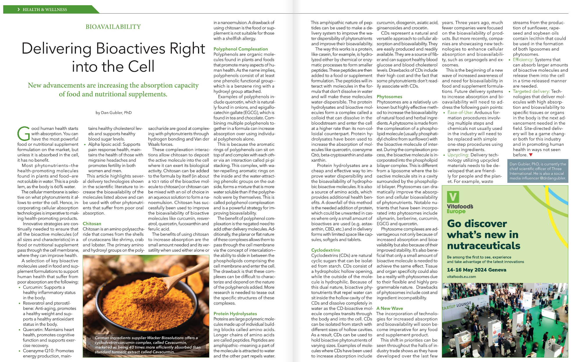 A copy of the article written by Dr. Dan Gubler in the Word of Food Ingredients Publication